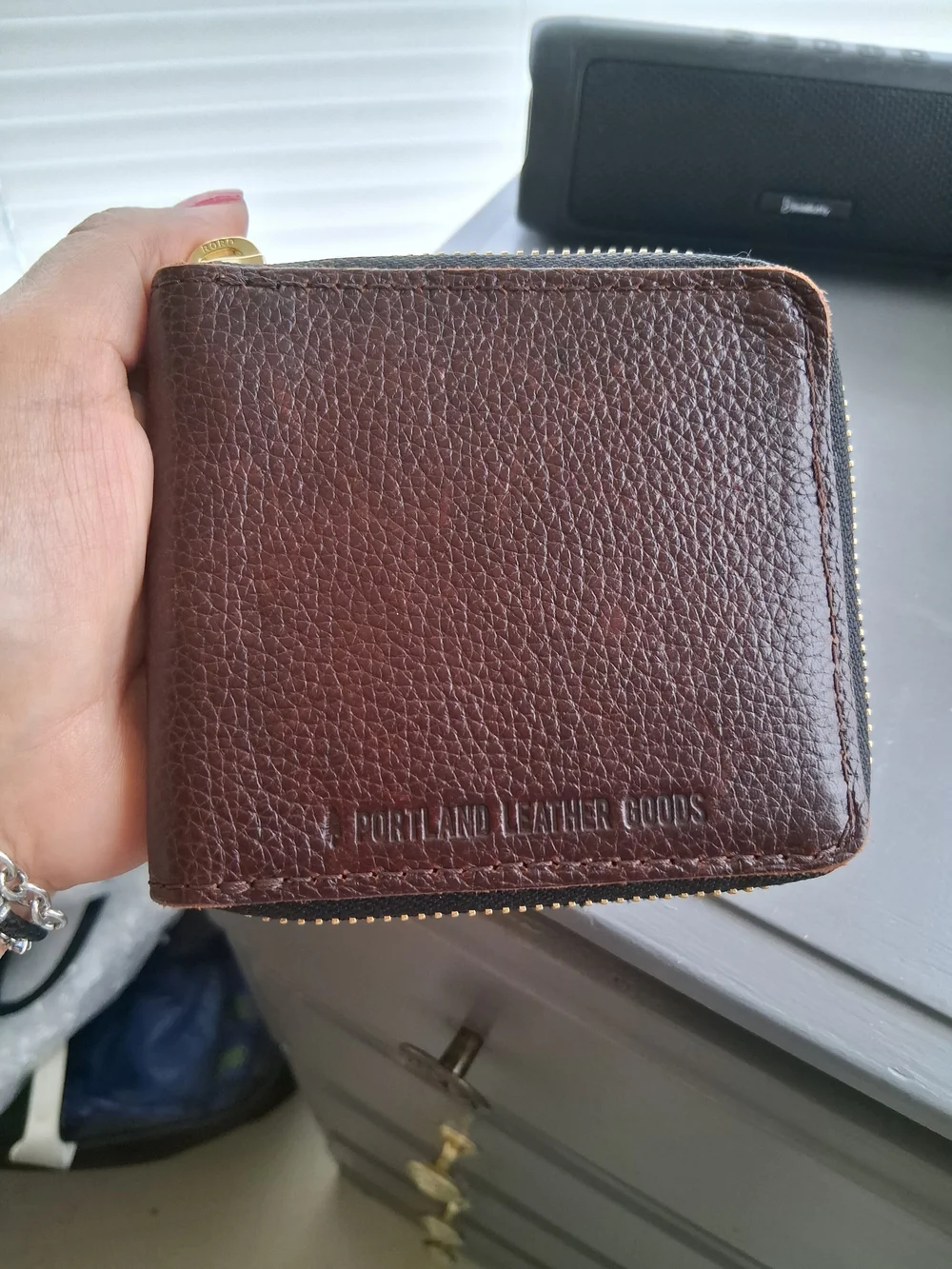 Portland Leather Brown Leather Zip Wallet for Unisex